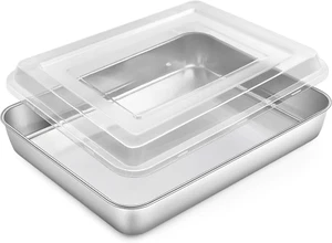 Backblech, Edelstahl Rechteckige Auflaufform Ofenblech Mit Luftdichtem Deckel... - Bild 1 von 1