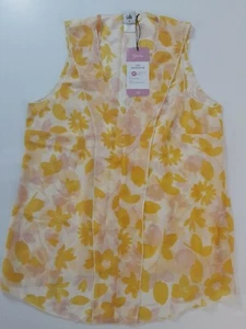 Cabi NEW Front Porch Top #5726 Yellow Cream Sheer Chiffon Tank Top Blouse Sz M - Picture 1 of 2