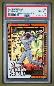 Evan Carter RC 2024 Donruss Bomb Squad arancione ghiaccio rotto /75 PSA 10 POP /1 - Foto 1 di 2