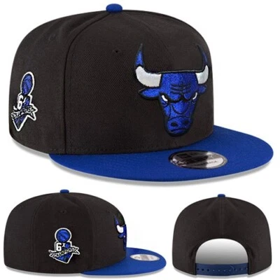New Era Chicago Bulls 950 Snapback Hat MLB 6X Champion Patch Black Blue Cap - Image 1 of 4