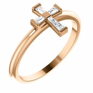 Anillo cruzado apilable de diamantes en oro rosa de 14 K (1/10 quilates) tw.) - Imagen 1 de 5