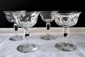 Set of Four Antique French Petal Cut Crystal Champagne Wine Glasses - Picture 1 of 8