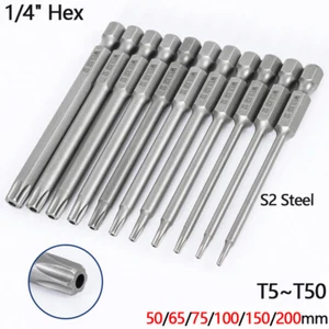 Torx Magnetic Bit Set Electric 1/4" Hex Screwdriver Electric Drill T5/6/7/8~50 - Picture 1 of 12