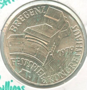 1979 Austria Festival &Congress Hall Bregenz Silver 100 Schillings -KR478 - Picture 1 of 2