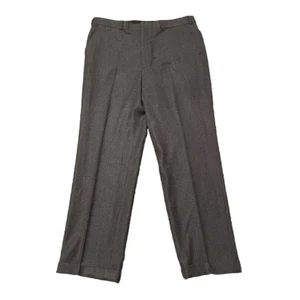 Brooks Brothers Brooksease Dress Pants USA Pleated Cuffed Gray Wool 36x32 Loose - Picture 1 of 12