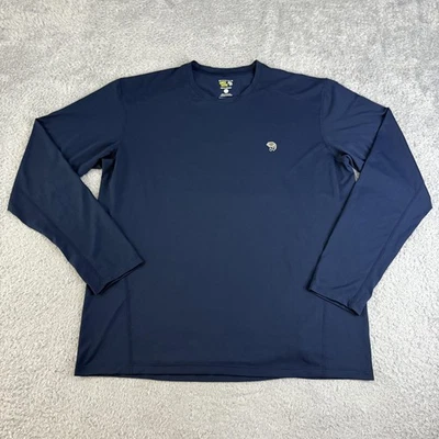 Camisa Mountain Hardwear Para Hombre XL Azul Manga Larga Rendimiento Cuello Redondo Top Foto 1 de 4