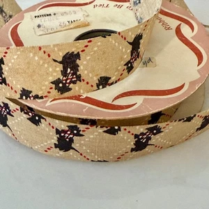Vintage Scottie Dog Ribbon WFR Tan Cloth Scotty Scottish 7/8" NOS 25y - Picture 1 of 6