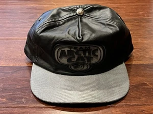 Gorra de béisbol Team Arctic Cat negra plateada gris para hombre grande de cuero con logotipo con correa - Imagen 1 de 11