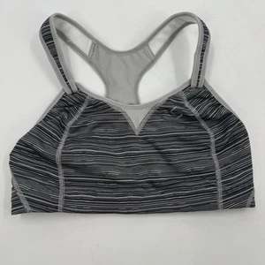 Brooks Sport BH Racerback gepolstert Medium Impact grau schwarz gestreift 36C - Bild 1 von 7