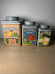 Set di 3 barattoli in gres vintage etichette Sakura Oneida Jack&Jill, mela Waldorf - Foto 1 di 22