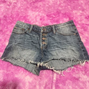 Lucky Brand The Cut Off Denim Shorts 6/28 Mid Rise Button Fly Frayed Hem - Picture 1 of 10