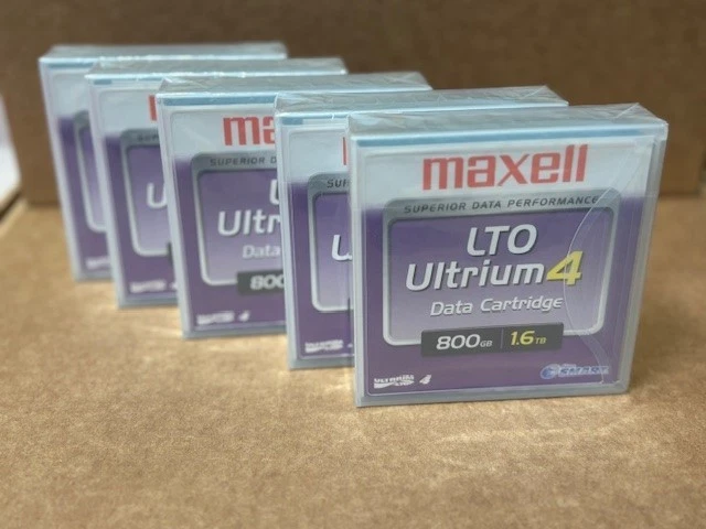 Cantidad 5 - NUEVO Cartucho de cinta de datos sellado Maxell LTO 4 800 GB/1,6 TB Foto 1 de 1