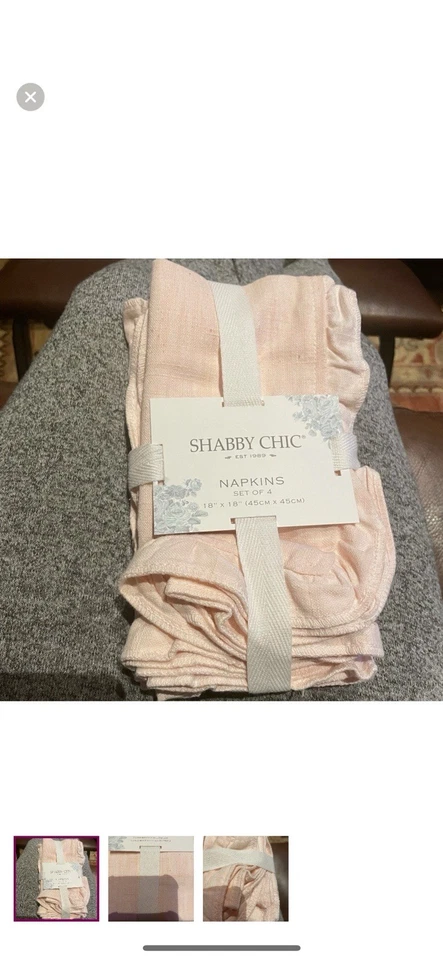 NUEVO JUEGO DE 4 SERVILLETAS SHABBY CHIC RACHEL ASHWELL ROSA Foto 1 de 1