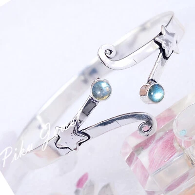 Labradorite Gemstone 925 Sterling Silver Cuff Bangle New Collection Jewelry - Image 1 of 4