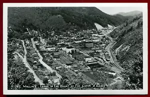Air view of Wallace Idaho id heart Coeur d Alene Real Photo Postcard - Picture 1 of 2