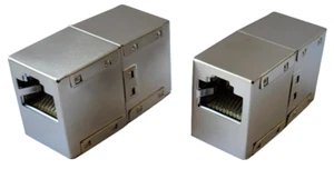 2er Set CAT7 LAN Kabel METALL Verbinder Kupplung RJ45 Netzwerk Verlängerung - Bild 1 von 5