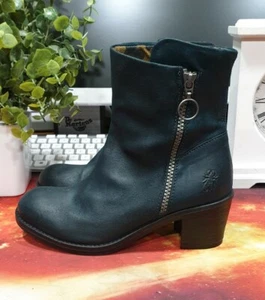 ¡WOW! Botas de cuero azul Fly London gasolina talla Reino Unido 3 - Imagen 1 de 12