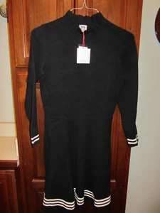 Anne Klein Ladies SIZE SMALL Sweater Dress Black with White Stripes Fit & Flare - Picture 1 of 11