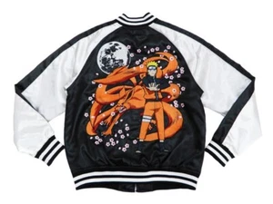 Naruto Shippuden The Nine-Tailed Embroidery Satin Jacket Black L Size Sukajan - Picture 1 of 7