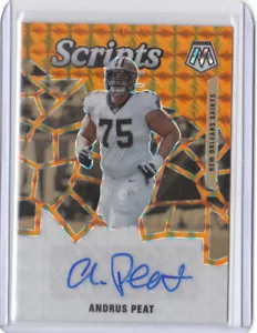 2020 Panini Mosaic Scripts Orange Auto #11 Andrus Peat - New Orleans Saints - Picture 1 of 1