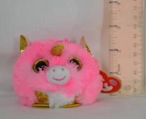 TY Puffies Fantasia Pink Unicorn 3" Plush T12 - Picture 1 of 10