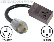 TANNING BED BOOTH 6-50R RECEPTACLE to 3-PIN 10-30P DRYER PLUG POWER CORD ADAPTER