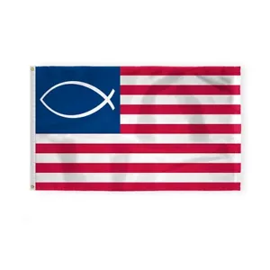 3x5 Christliche Jesus Fisch Ichthys Religiöse Flagge 200D Nylon Messing Ösen - Bild 1 von 1