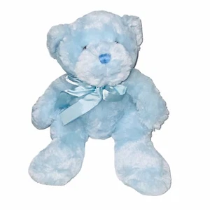 Anico 12" Teddy Bear Stuffed Animal Plush Light Blue With Blue Satin Bow Soft - Picture 1 of 10