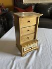 Vintage Royal Sealy Wood Musical Gold Cream Jewelry Box Red Velvet Lined Drawers