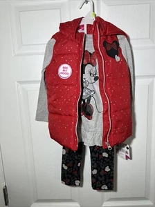 Disney Junior Minnie mouse 40 three-piece hooded vest long sleeve shirt pants se - Picture 1 of 16