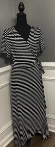 MARY SQUARE NEU MIT ETIKETT Stretch Streifen Wickel Maxikleid Größe Medium - Bild 1 von 8