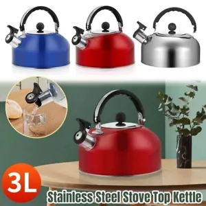 UK Stainless Steel Whistling Kettle 3L Stove Top Hob Kitchenware Tea Camping - Picture 1 of 23