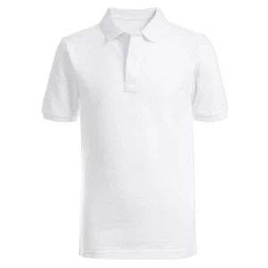 IZOD WHITE Boy's School Uniform Short Sleeve Polo Shirt, US Large Husky - Picture 1 of 4