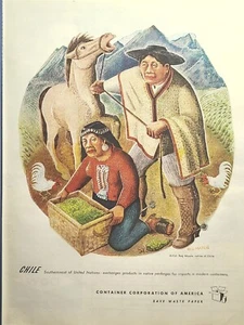 Container Corporation of America Chile Reg Massie arte vintage anuncio impreso 1946 - Imagen 1 de 2