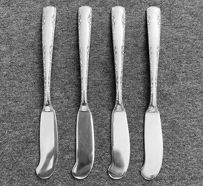 4 esparcidores de mantequilla de mango plano de camelia de ley Gorham Foto 1 de 4