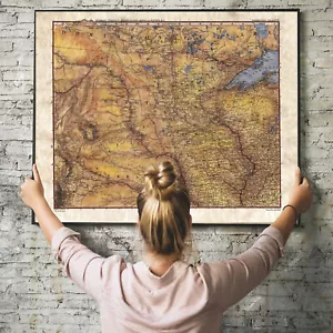 Poster Lago Superior North Dakota Minnesota Stampa Mappa Arte Vintage Decorazione Arte Da Parale - Foto 1 di 3