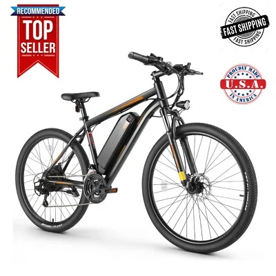 Bicicleta híbrida eléctrica para adultos de 21 velocidades, bicicleta eléctrica de montaña urbana de 22 mph para hombres ~ Foto 1 de 4