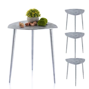 Side Table Metal 4er Set Decorating 40cm Triangular Aluminium Silver O. Gold - Picture 1 of 22