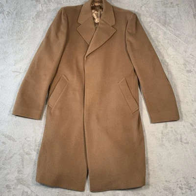 Crombie Coat Mens 42 Brown Wool Long Trench Scottish Scotland Heavy Tan Camel - Image 1 of 4