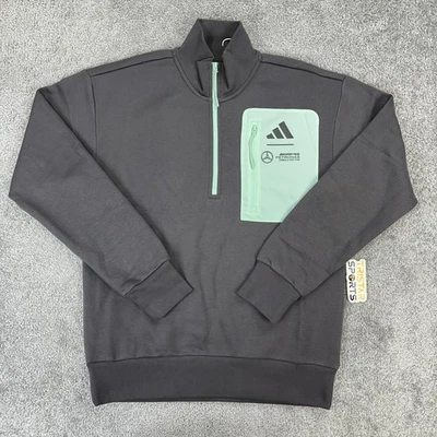 Mercedes AMG Petronas Quarter Zip Sweatshirt Mens Medium Gray Formula One Adidas - Image 1 of 4