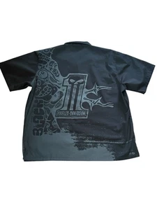 Harley Davidson Garage Hemd Button Down Schwarz Grau Grafik Kurzarm 3XL - Bild 1 von 12