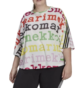 ADIDAS X MARIMEKKO LOGO LOOSE FIT CROPPED TEE TOP HC2937 - WOMEN PLUS SIZE 2X - Picture 1 of 13