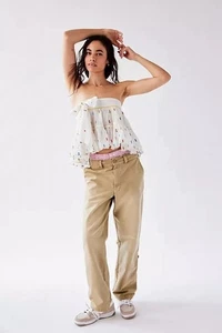 Pantaloni chino antilope nuovi senza etichette Free People Cleo lavati larghi cargo orlo regolabile 4 - Foto 1 di 19