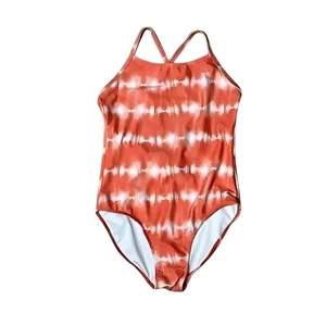 Melrose And Market Tie-Dye One-Piece Swimsuit Soft Orange White Girls 12 NWOT - Picture 1 of 7