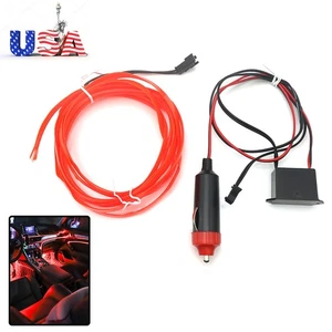 2M Red LED Car EL Wire Neon String Strip Lights Interior Atmosphere Decor Lamps - Picture 1 of 14