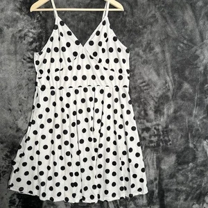 Polka Dot White &Black Swing Dress Women's Plus Size XXL Adjustable Straps NWT - Picture 1 of 7