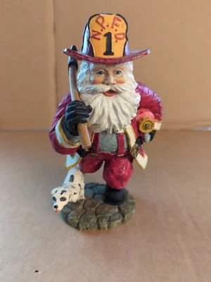 "Estatuilla de Papá Noel bombero corriendo sueños posibles con dálmata de 6""" Foto 1 de 4