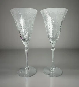 Vintage elegante geätzte Glas Wasserkelche/Gläser 8,25" H Art Deco - Bild 1 von 19