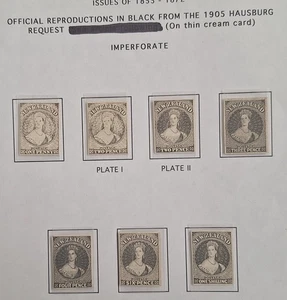 1855- New Zealand Official QV Chalon Head 1905 Hausburg Request imperf stamps - Picture 1 of 6