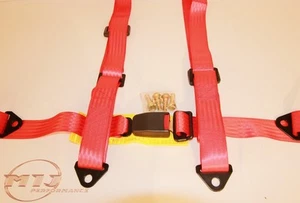 Arnés de seguridad universal con hebilla de cinturón de seguridad rojo para carreras 4 puntos 2" de ancho - Imagen 1 de 1
